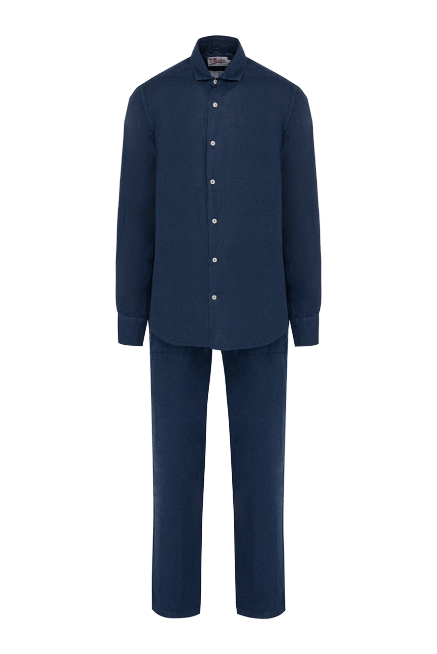 MC2 Saint Barth Blue linen walking suit for men - 100% linen. Closure: buttons. two side pockets on trousers. Country of manufacture: Italy. Care: specialized cleaning - photo 1