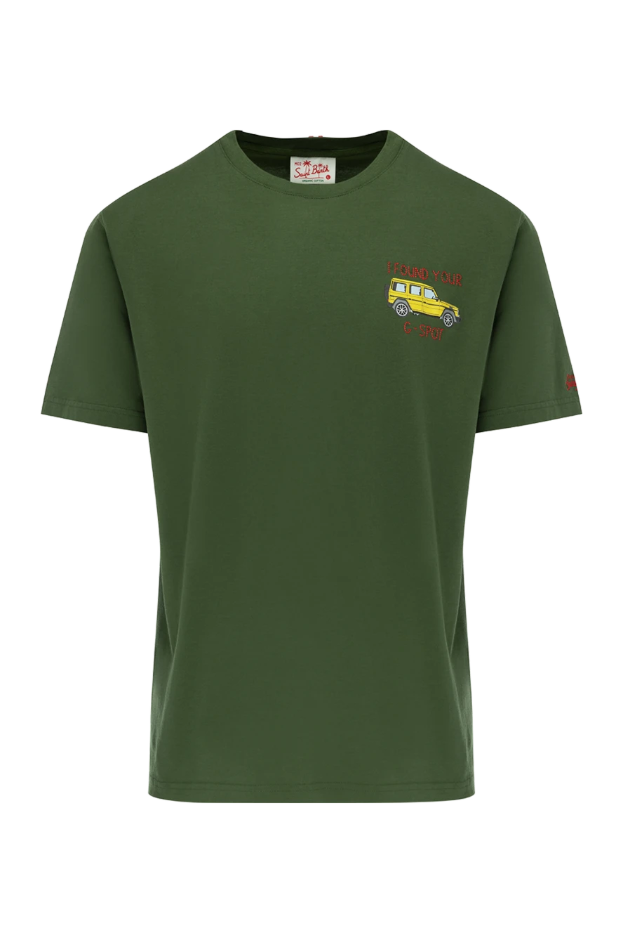 MC2 Saint Barth Men's green cotton T-shirt with print - car drawing. 100% cotton. Country of manufacture: Italy. Care: specialized cleaning - photo 1