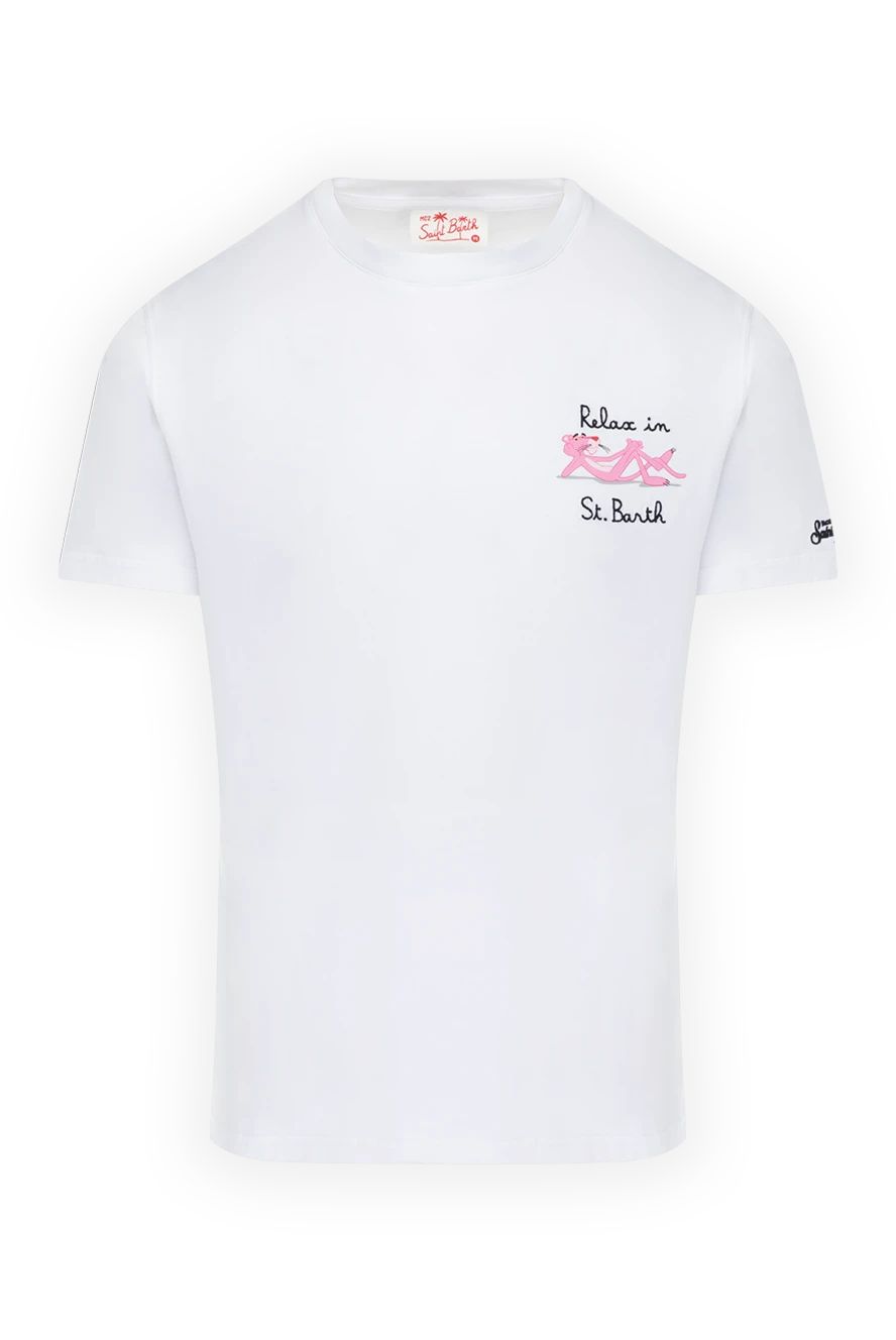 MC2 Saint Barth White cotton T-shirt for men - drawing and logo. 100% cotton. Country of manufacture: Italy. Care: specialized cleaning - photo 1