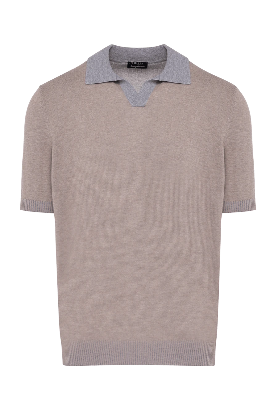 Barba Napoli Men's beige linen polo - collar of a different color. 100% linen. Country of manufacture: Italy. Care: specialized cleaning - photo 1