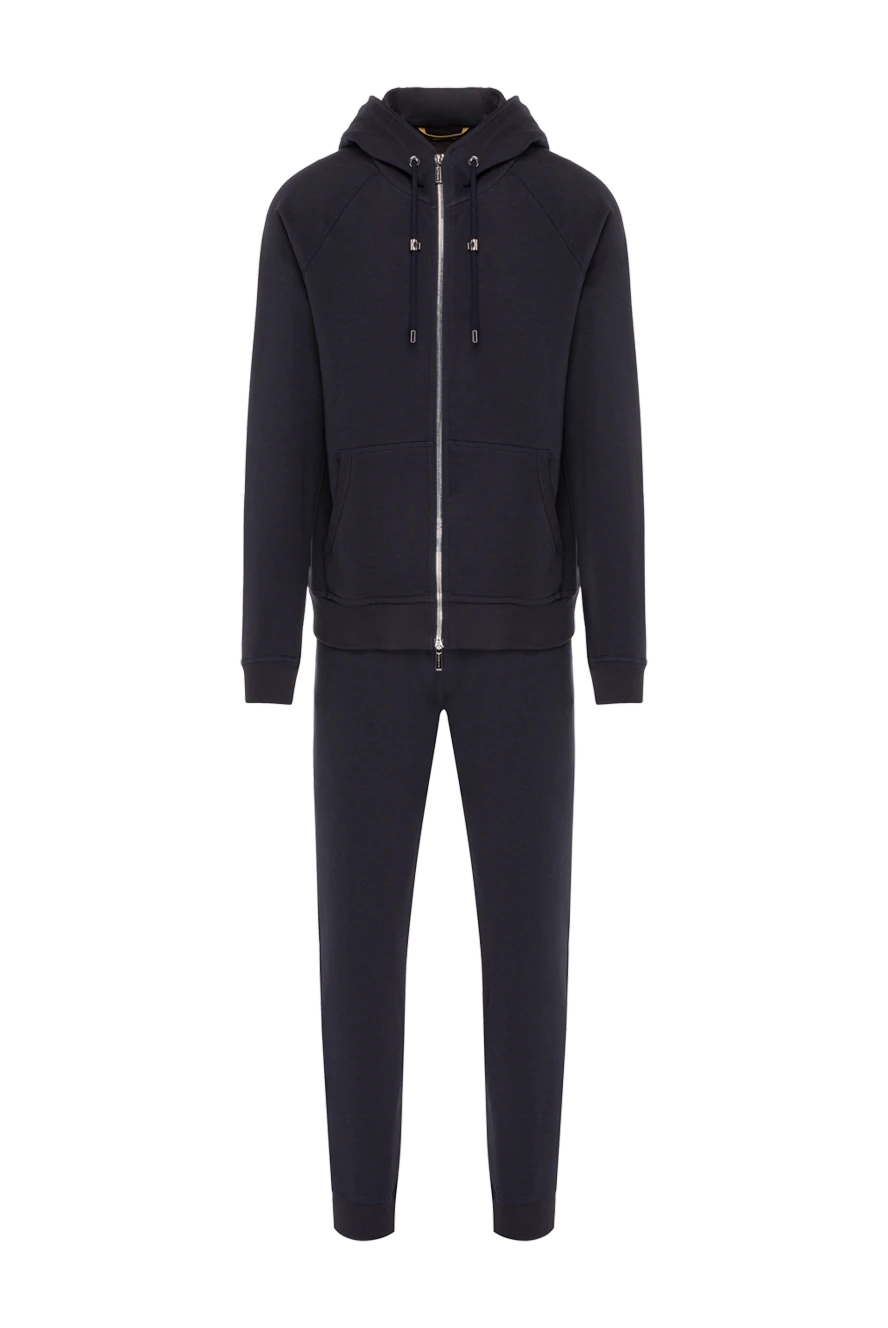 Moorer Walking suit made of cotton for men blue - 100% cotton. hood. zipper, drawstring. two side pockets on trousers. Country of manufacture: Italy. Care: specialized cleaning - photo 1