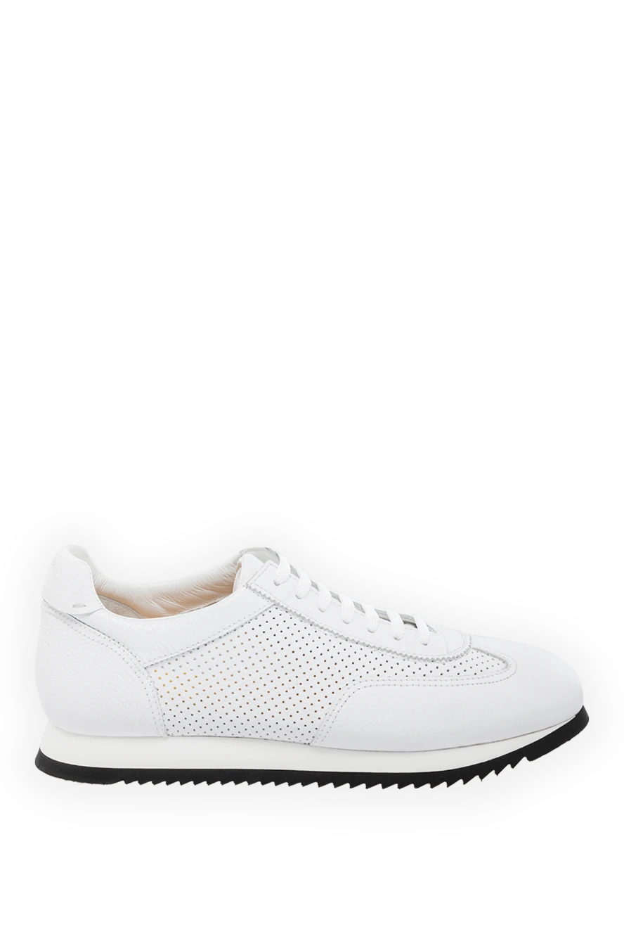 Doucal`s White men's genuine leather sneakers - perforation. 100% genuine leather. Closure: lace. rubber. Country of manufacture: Italy. Care: specialized cleaning - photo 1