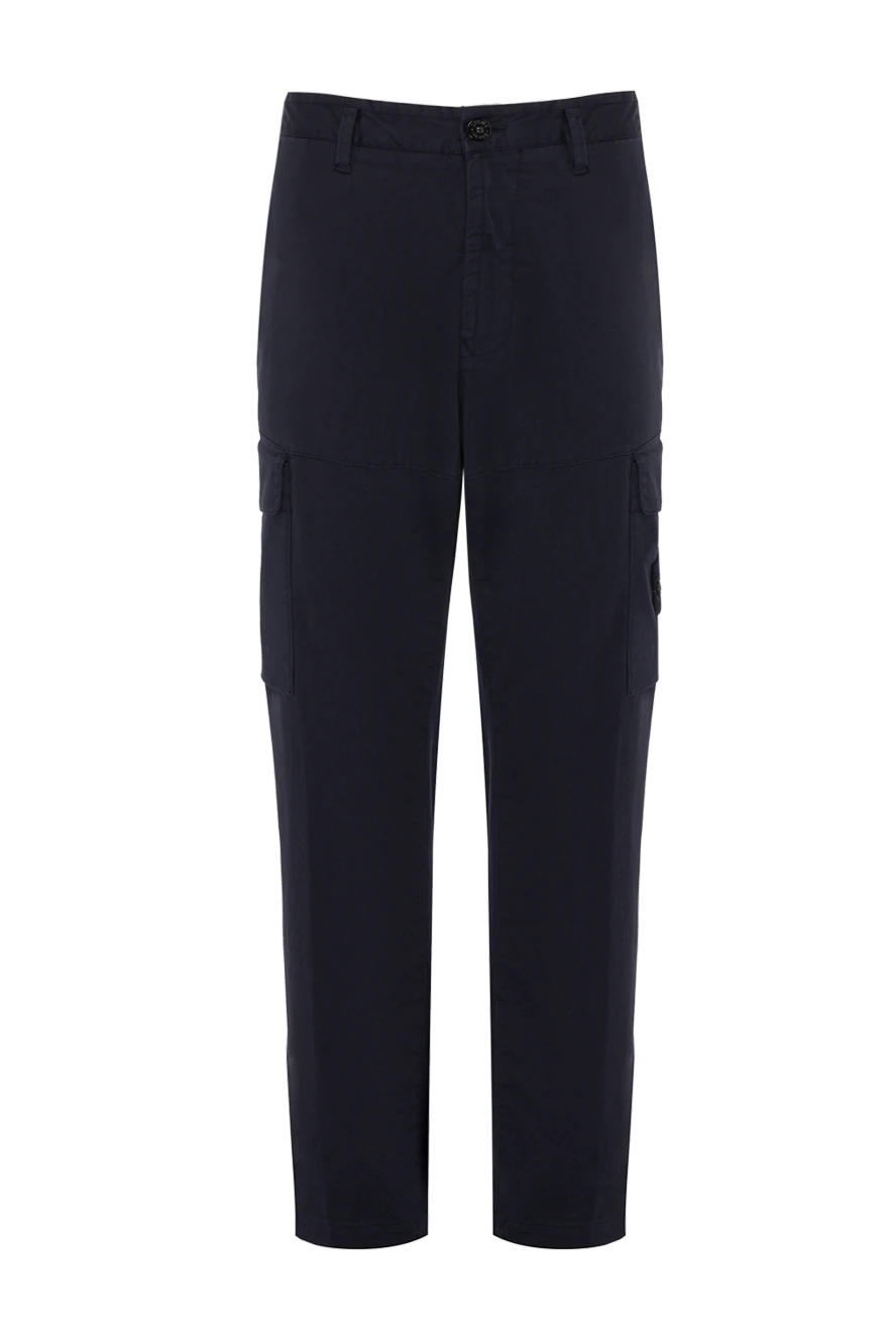 Stone Island Men's blue pants made of cotton and elastane - brand logo. 98% cotton, 2% elastane. Closure: button, zipper. two front, two side, one back pocket. Country of manufacture: Italy. Care: specialized cleaning - photo 1