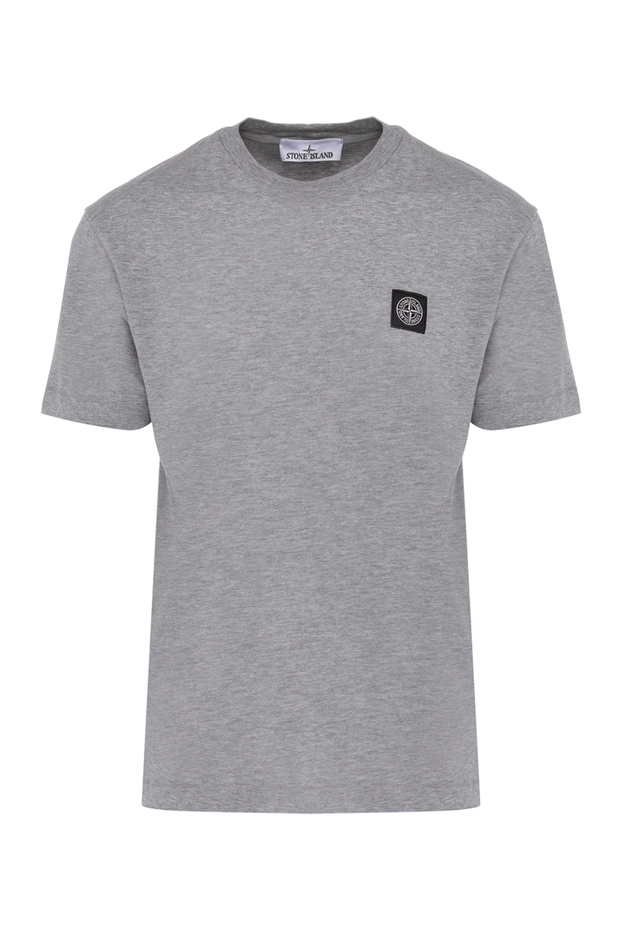 Stone Island Men's gray cotton T-shirt with logo - brand logo. 100% cotton. Country of manufacture: Italy. Care: specialized cleaning - photo 1