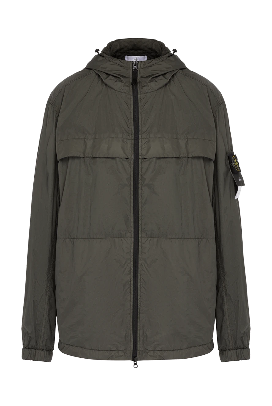 Stone Island Green polyamide jacket for men - brand logo. hood. 100% polyamide. Closure: zipper. two side pockets. Country of manufacture: Italy. Care: specialized cleaning - photo 1