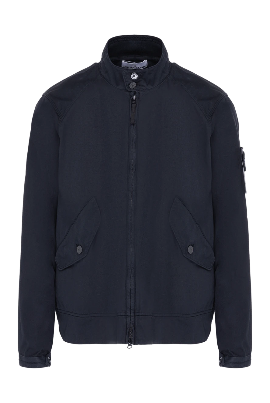 Stone Island Blue cotton jacket for men - Decor: brand logo. Composition: 100% cotton. Fastening: zipper, buttons. Pockets: two side pockets. Country of manufacture: Italy. Care: specialized cleaning - photo 1