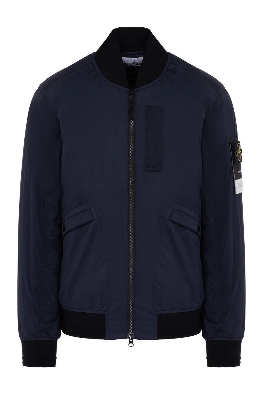 Stone Island Men's blue polyamide and elastane jacket - brand logo. 89% polyamide, 11% elastane. Closure: zipper. two side pockets. Country of manufacture: Italy. Care: specialized cleaning - photo 1