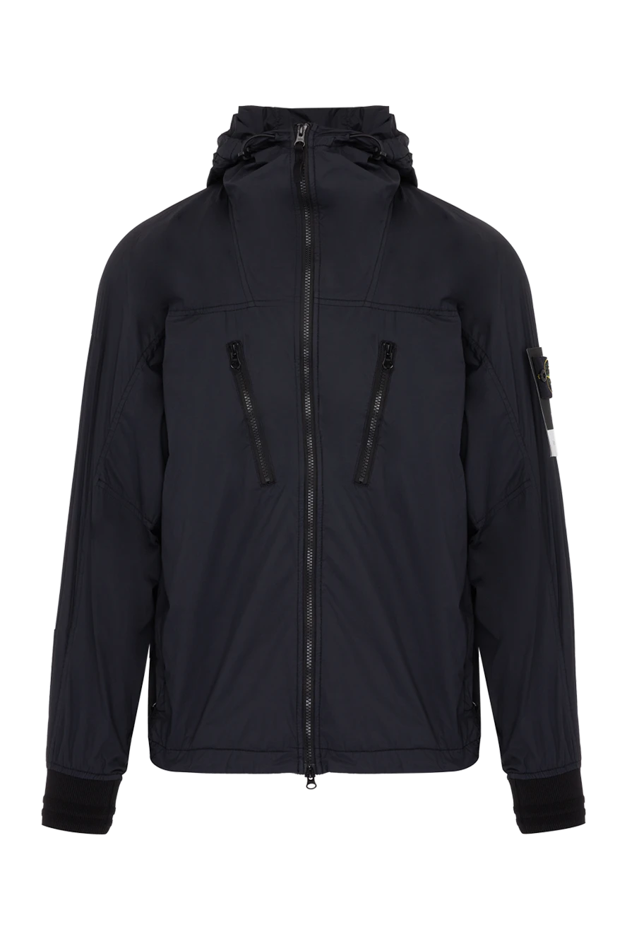 Stone Island Black polyamide and elastane jacket for men - brand logo. hood. 89% polyamide, 11% elastane. Closure: zipper. two side pockets, two chest pockets. Country of manufacture: Italy. Care: specialized cleaning - photo 1