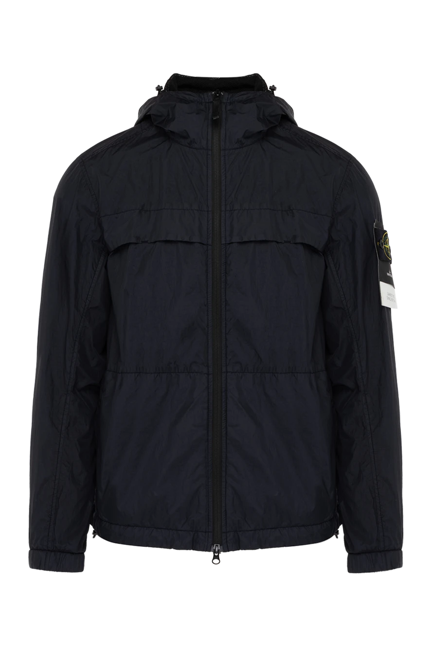 Stone Island Men's blue polyamide jacket with patch - 100% polyamide. hood. zipper, drawstring. two side, two chest pockets. Country of manufacture: Italy. Care: specialized cleaning - photo 1