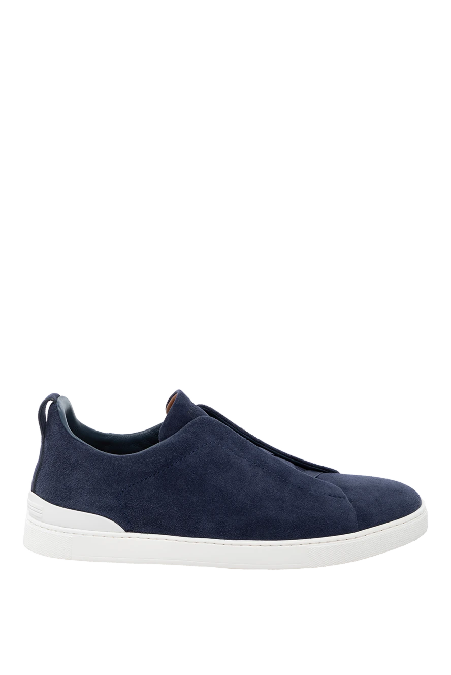 Ermenegildo Zegna Men's blue suede sneakers - contrast sole. 100% suede. Country of manufacture: Italy. Care: specialized cleaning - photo 1