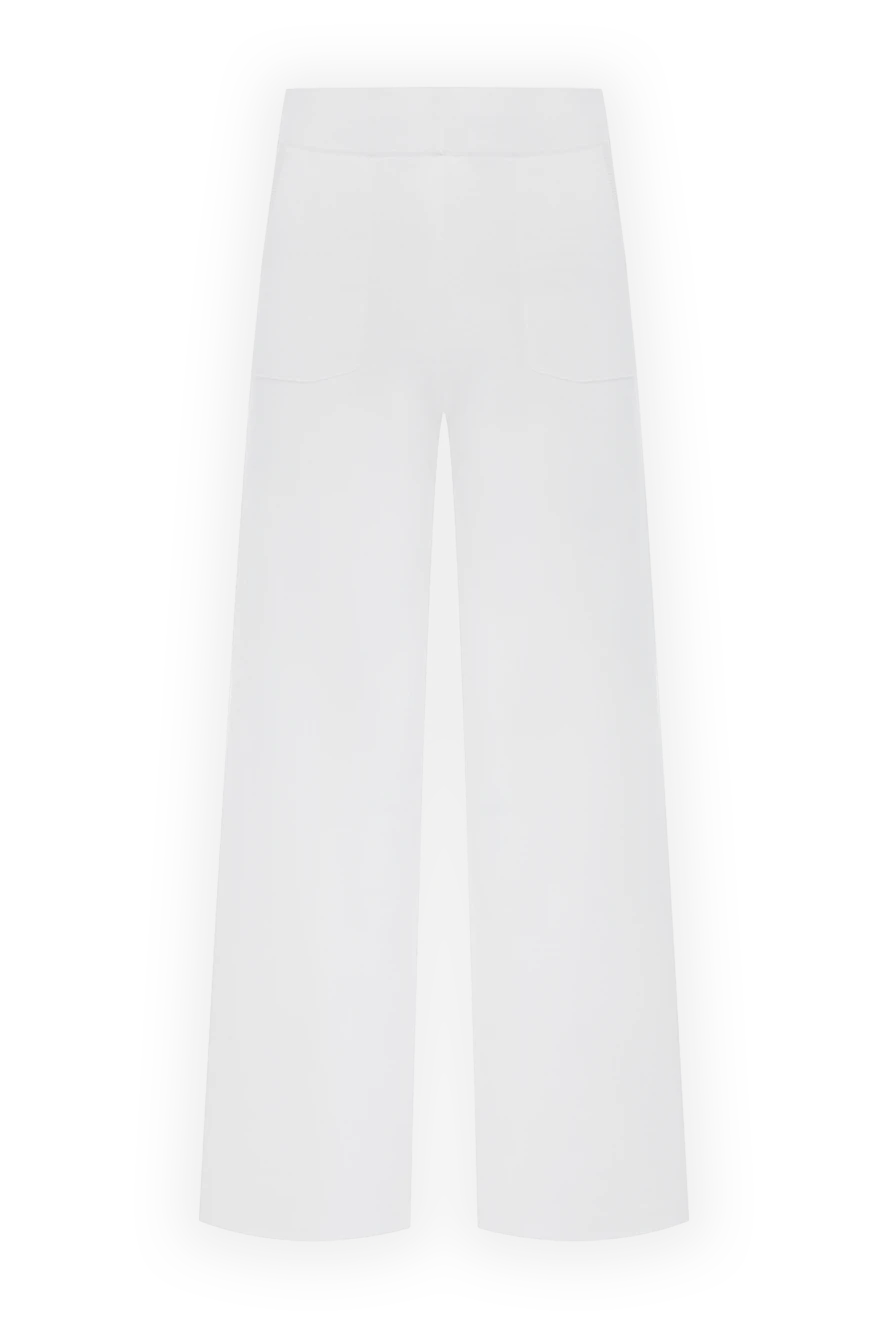 Panicale Knitted pants made of cotton and silk for women white - 45% cotton, 55% silk. buttons, zipper. Country of manufacture: Italy. Care: specialized cleaning - photo 1