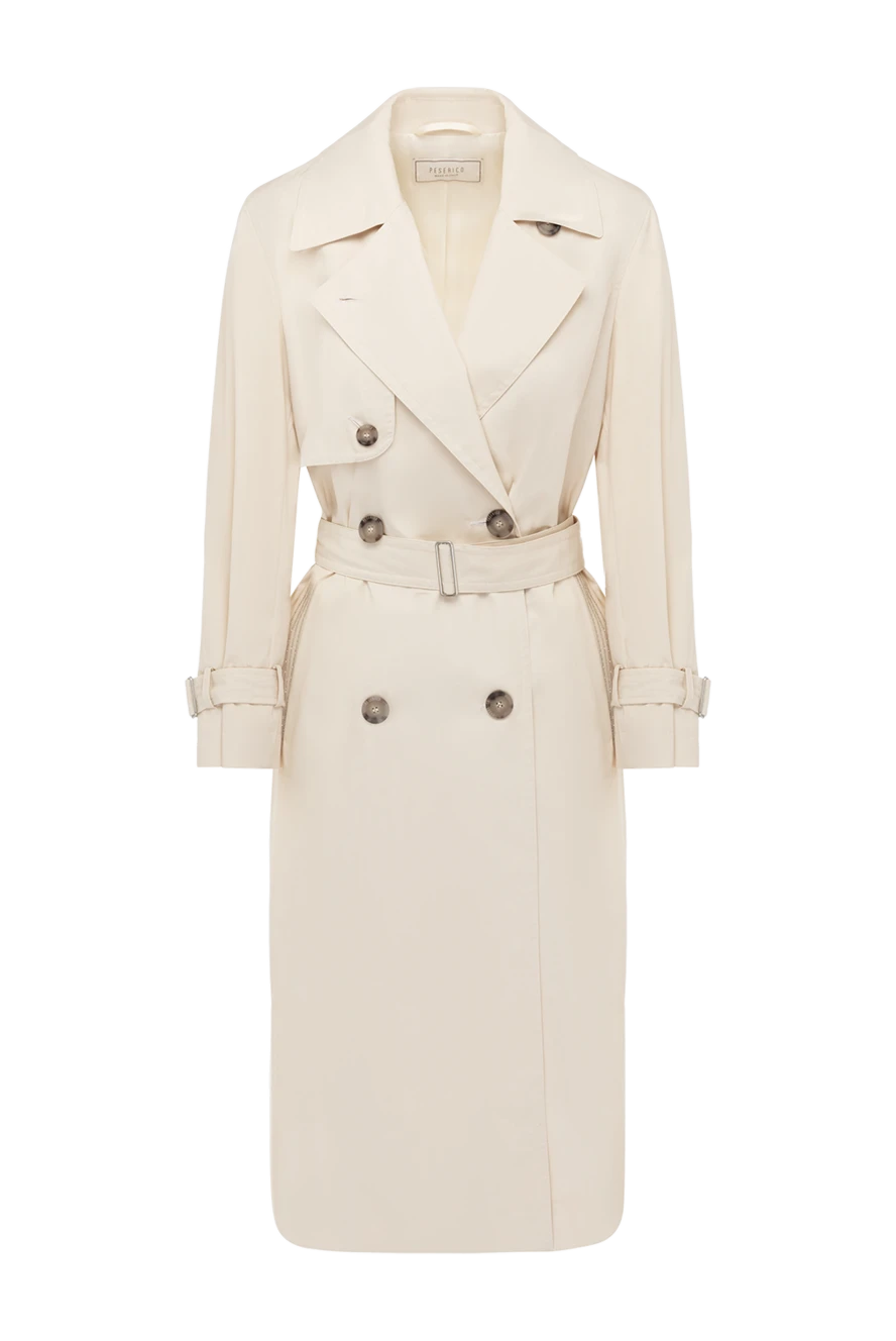 Peserico Beige cotton and polyamide coat for women - 73% cotton, 27% polyamide. buttons, belt. two side pockets. Country of manufacture: Italy. Care: specialized cleaning - photo 1