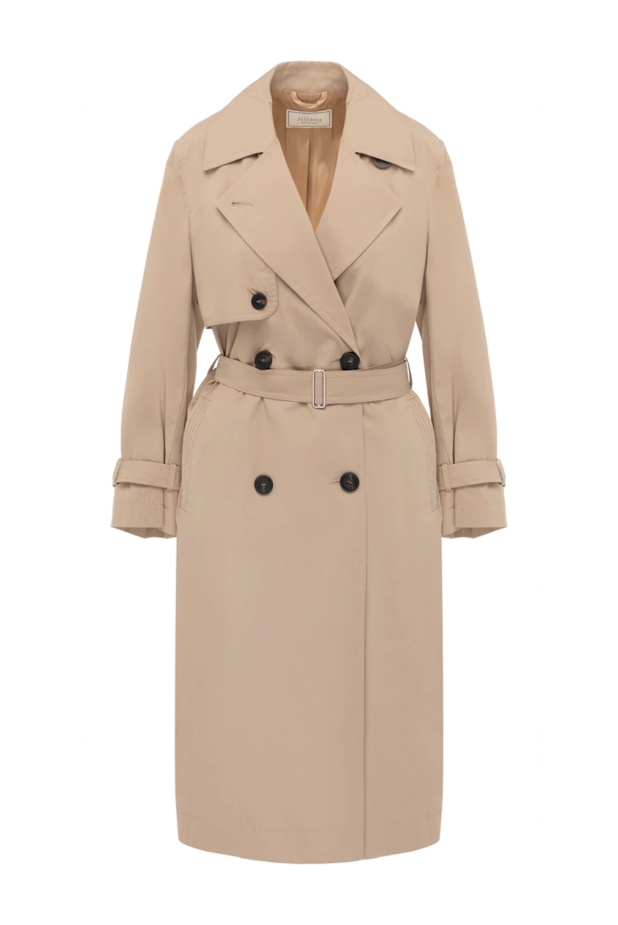 Peserico Brown cotton and polyamide coat for women - 73% cotton, 27% polyamide. buttons, belt. two side pockets. Country of manufacture: Italy. Care: specialized cleaning - photo 1