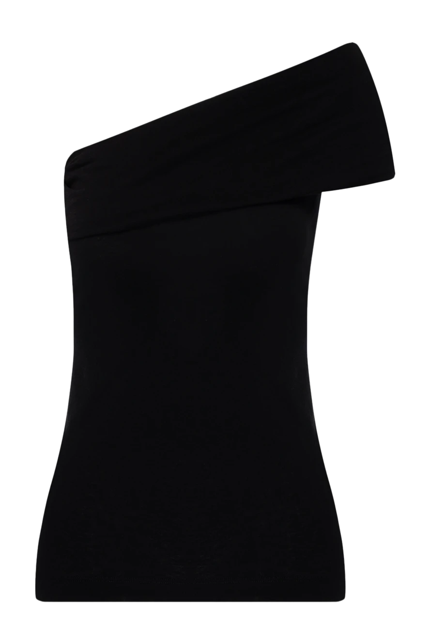 MSGM Women's cotton top in black - asymmetrical design. 100% cotton. Country of manufacture: Italy. Care: specialized cleaning - photo 1