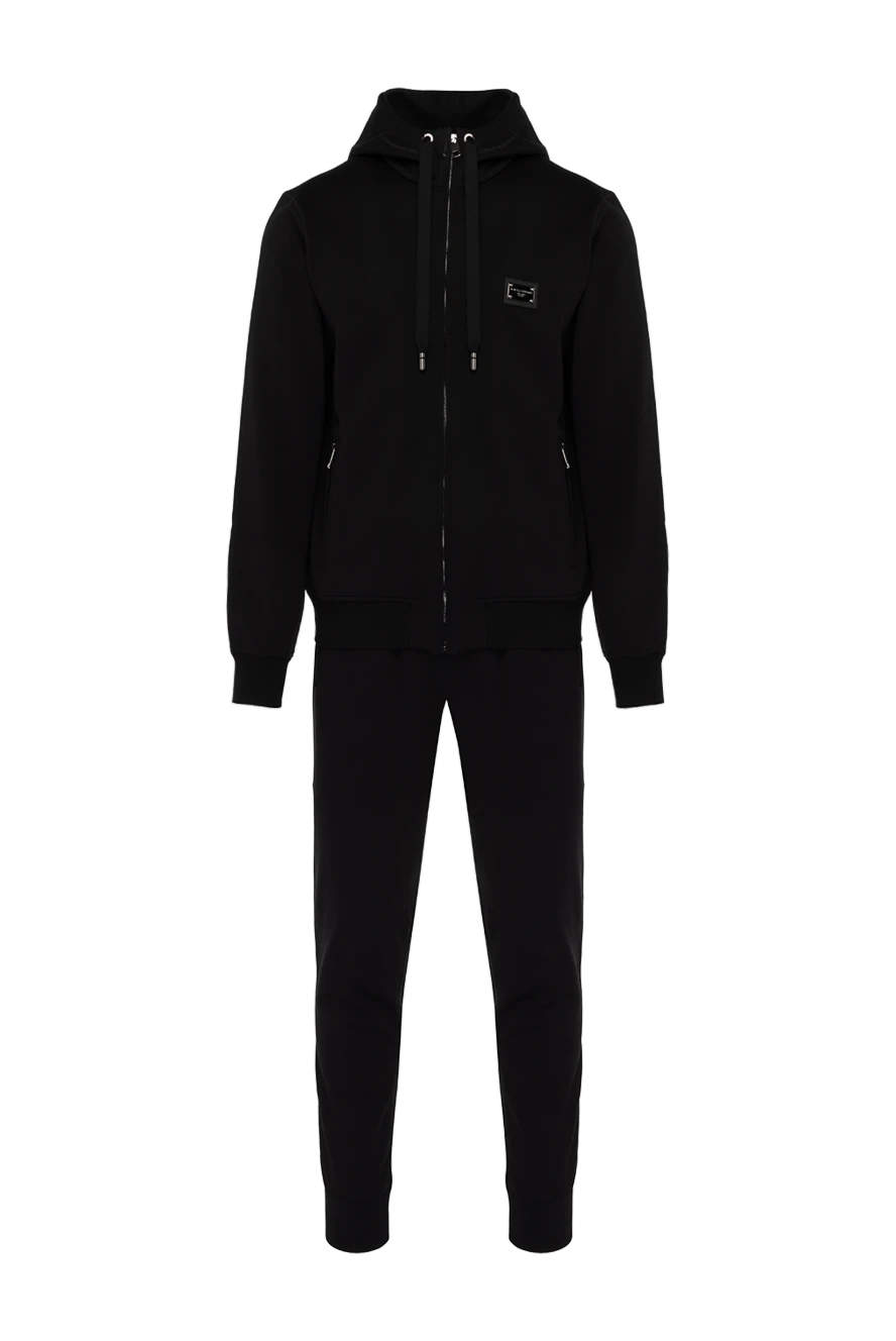 Dolce & Gabbana Black men's walking suit made of cotton - brand logo. hood. 100% cotton. zipper, drawstring. two side pockets. Country of manufacture: Italy. Care: specialized cleaning - photo 1