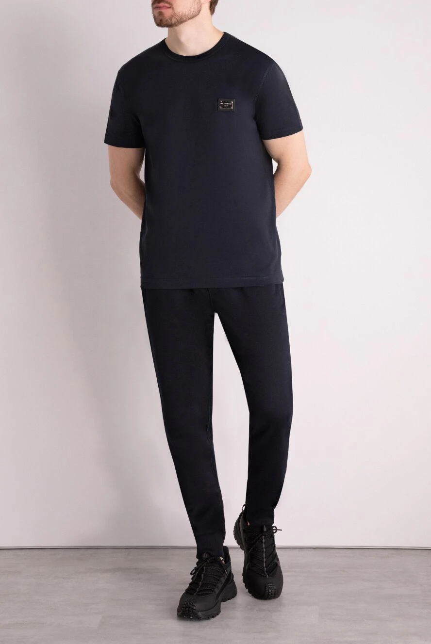 Dolce & Gabbana basic men's t-shirt in dark blue with a branded