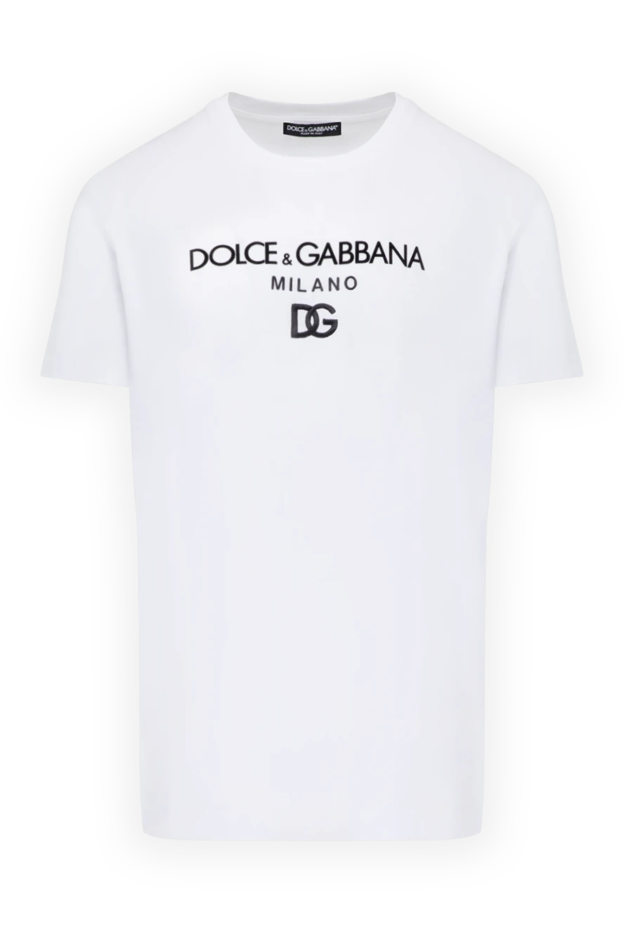 Dolce & Gabbana Men's white cotton T-shirt with logo - brand logo. 100% cotton. Country of manufacture: Italy. Care: specialized cleaning - photo 1