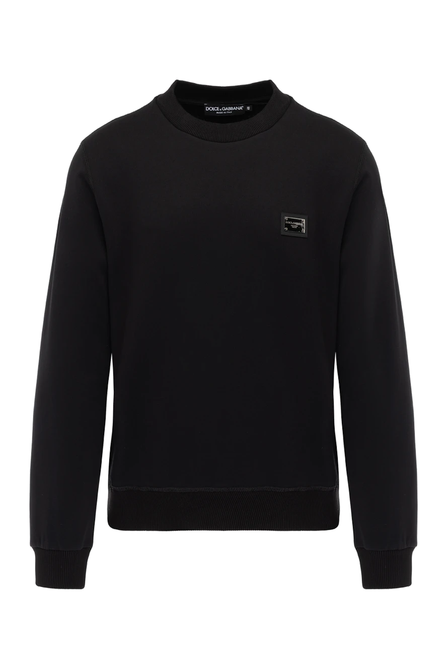 Dolce & Gabbana Men's black cotton sweatshirt with logo - brand logo. 100% cotton. Country of manufacture: Italy. Care: specialized cleaning - photo 1