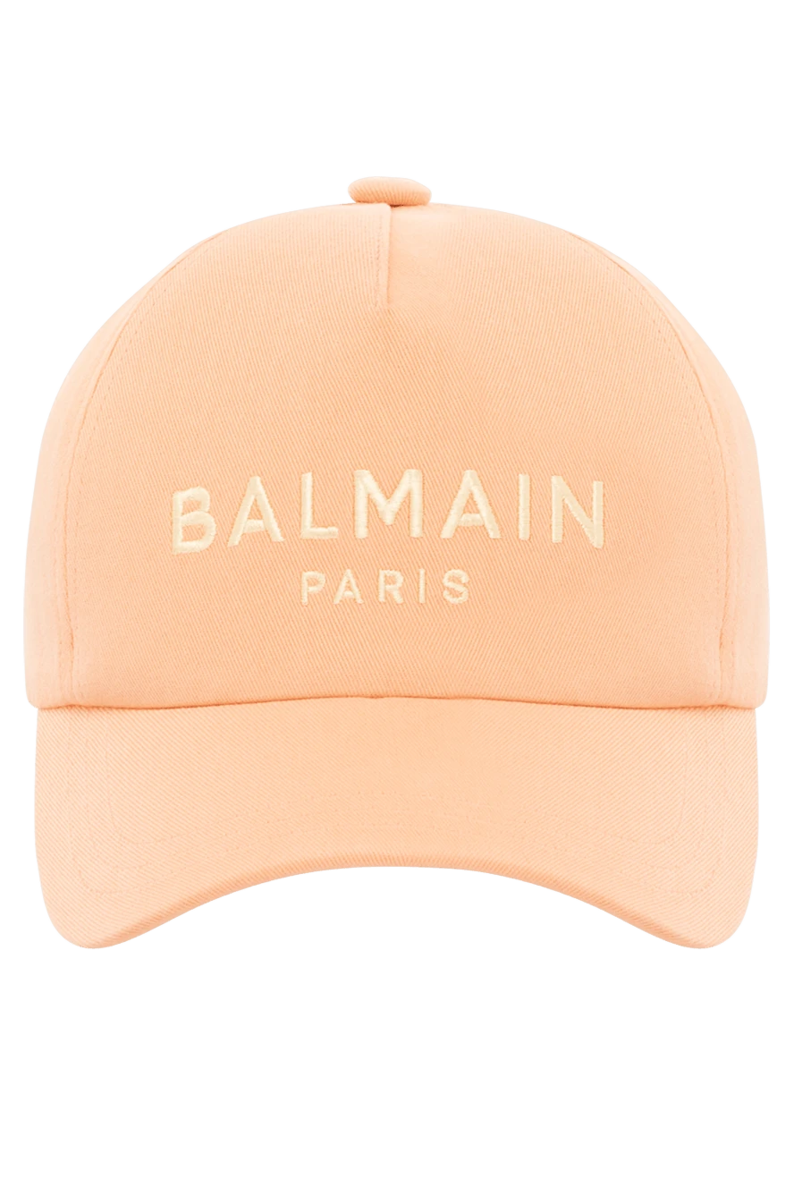 Balmain Orange cotton cap for women - brand logo. 100% cotton. Country of manufacture: Italy. Care: specialized cleaning - photo 1