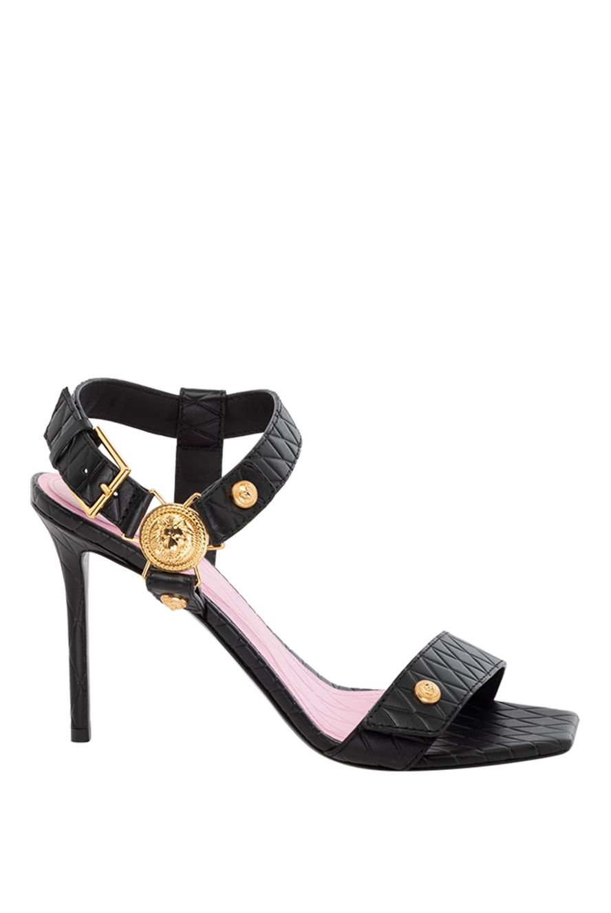 Balmain Sandals made of genuine leather for women - buckle with brand logo. 100% genuine leather. Country of manufacture: Italy. Care: specialized cleaning - photo 1