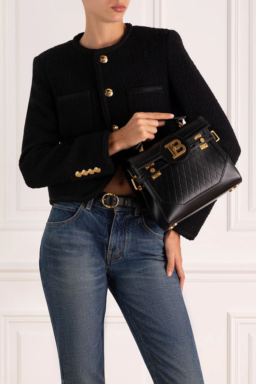 Balmain black women's genuine leather bag 178605 — Women bags