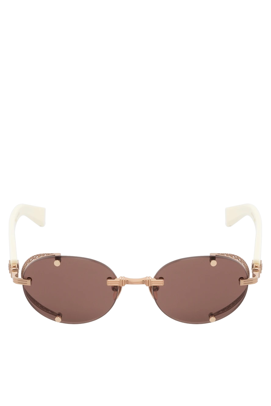 Balmain Women's yellow sunglasses for sun protection made of metal and plastic - brand logo, blinders. metal, plastic. brown. Country of manufacture: Italy. Care: specialized cleaning - photo 1