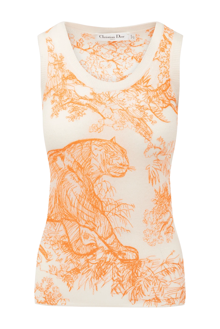 Dior Cashmere top for women orange - animal relief drawing. 100% cashmere. Country of manufacture: Italy. Care: specialized cleaning - photo 1