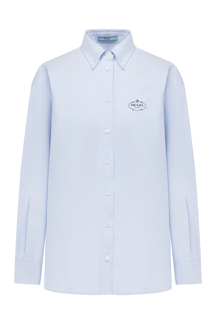 Prada Women's cotton shirt blue - 100% cotton. Closure: buttons. Country of manufacture: Italy. Care: specialized cleaning - photo 1