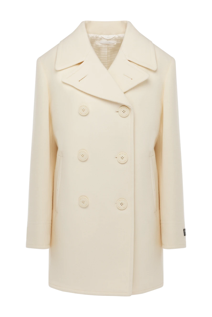 Prada White wool and polyamide coat for women - 90% wool, 10% polyamide. Closure: buttons. two side pockets. Country of manufacture: Italy. Care: specialized cleaning - photo 1