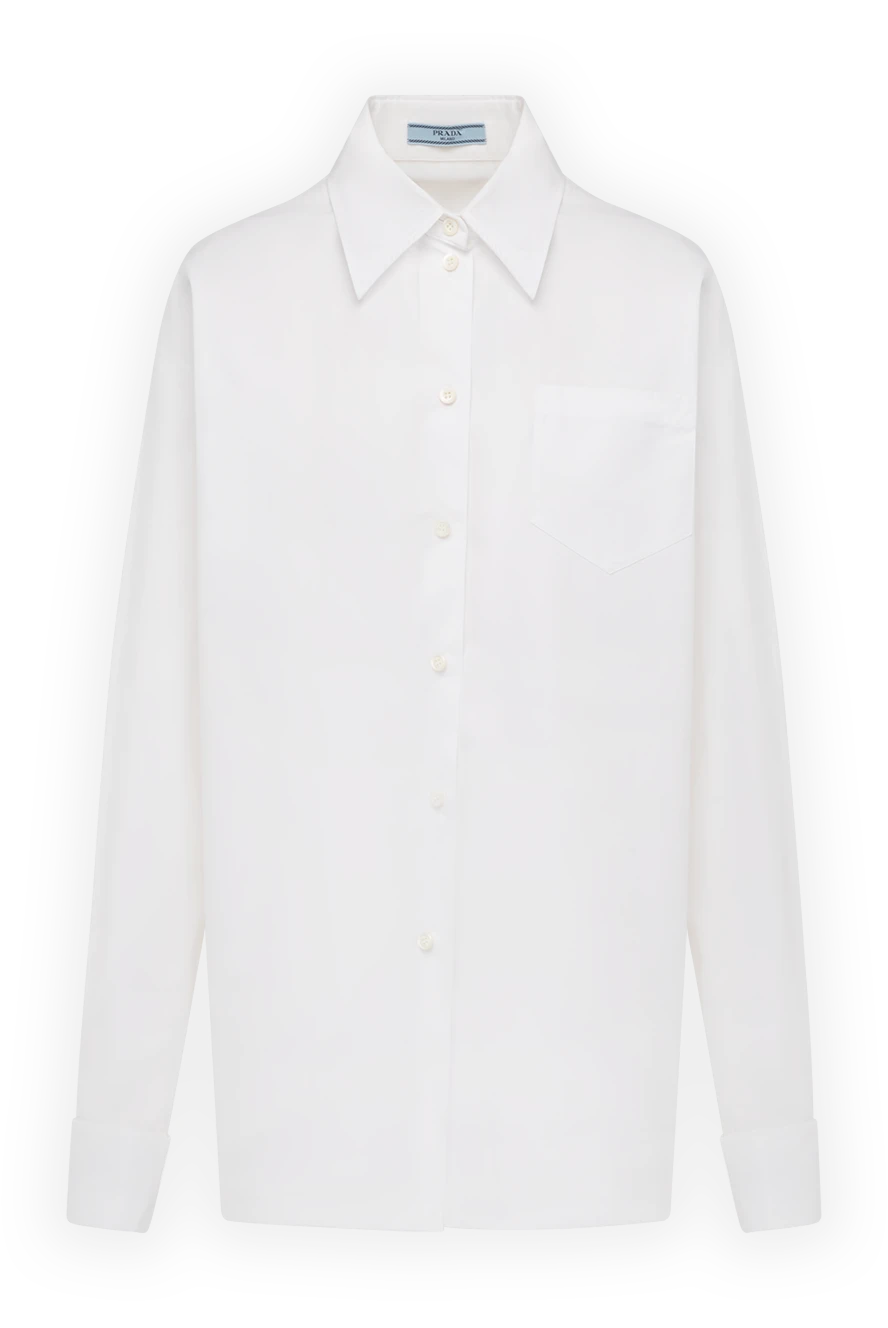 Prada Women's cotton shirt white - 100% cotton. Closure: buttons. chest pocket. Country of manufacture: Italy. Care: specialized cleaning - photo 1