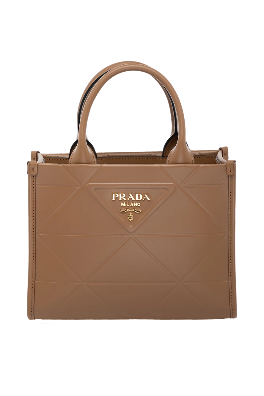 Prada Brown genuine leather bag for women - brand logo. 100% genuine leather. Country of manufacture: Italy. Care: specialized cleaning - photo 1