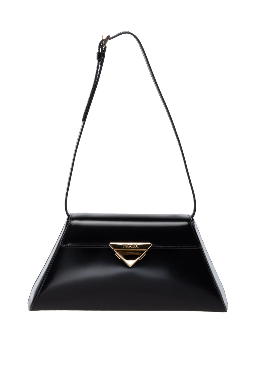 Prada Women's black bag made of genuine leather - brand logo. 100% genuine leather. buckle with lock. Country of manufacture: Italy. Care: specialized cleaning - photo 1