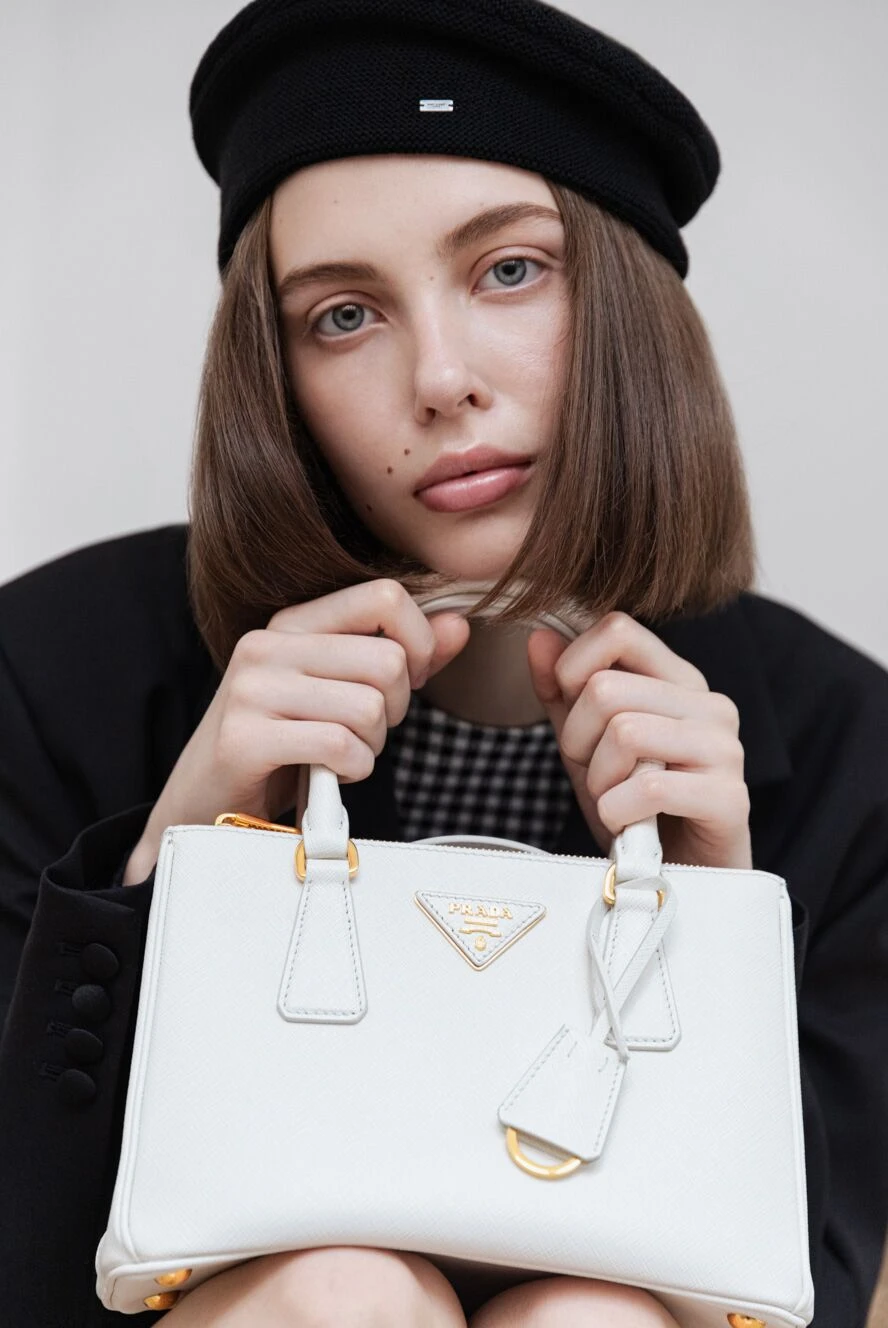 Prada white genuine leather women's bag 178684 — Women bags