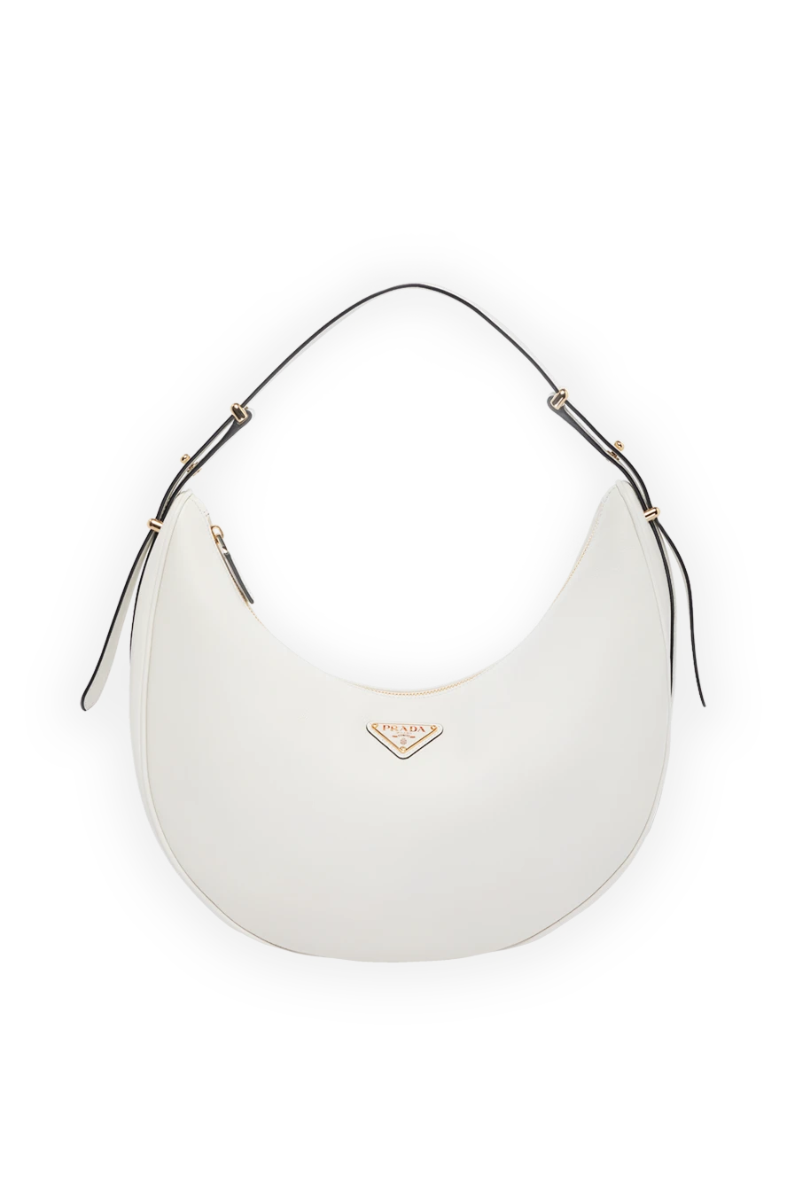 Prada Women's white bag made of genuine leather - brand logo. 100% genuine leather. Closure: zipper. Country of manufacture: Italy. Care: specialized cleaning - photo 1