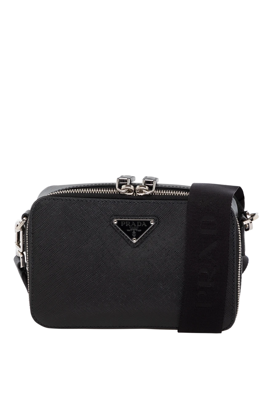 Prada Black genuine leather bag - brand logo. 100% genuine leather. Closure: zipper. Country of manufacture: Italy. Care: specialized cleaning - photo 1