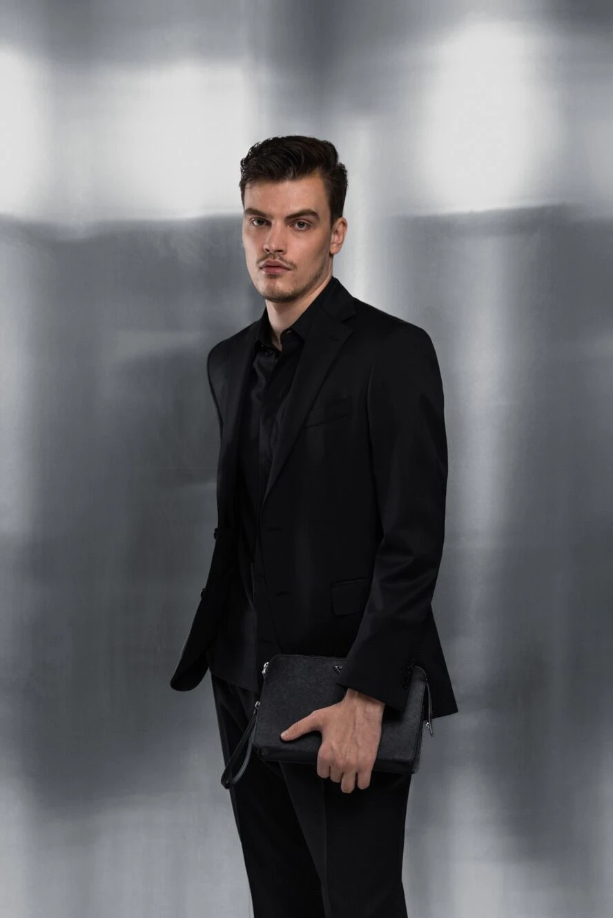 Prada клатч из натуральной кожи мужской черный из натуральной кожи