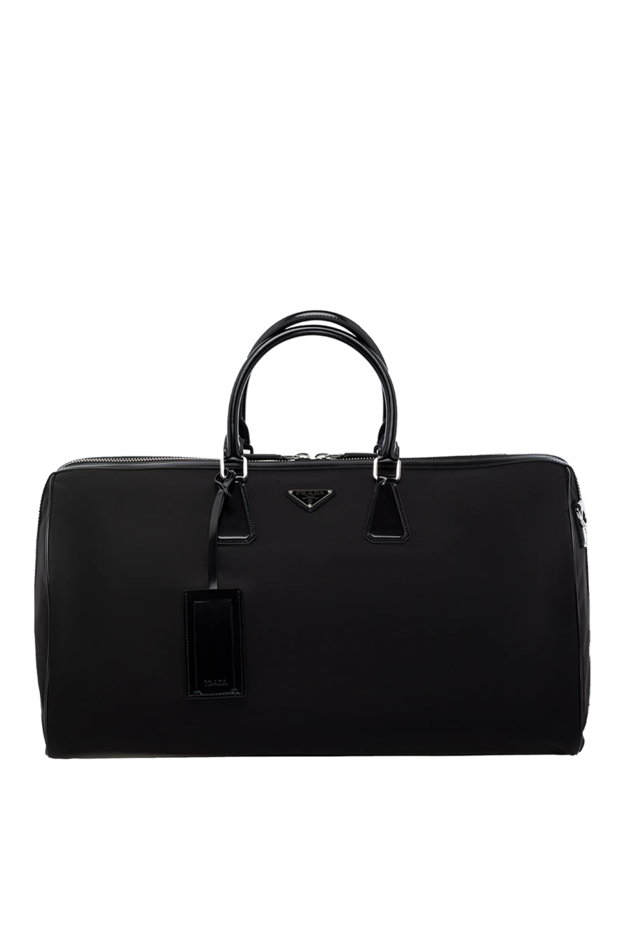 Prada Men's black travel bag made of polyamide - Decor: brand logo. Composition: 100% polyamide. Closure: zipper. Country of manufacture: Italy. Care: specialized cleaning - photo 1