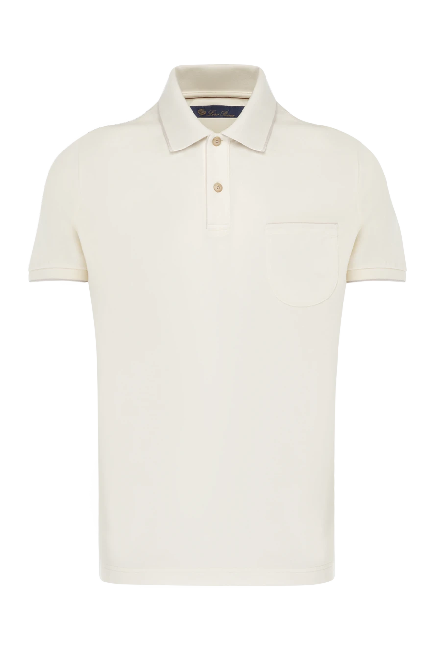 Loro Piana Polo made of cotton and elastane for men white - 96% cotton, 4% elastane. Closure: buttons. Country of manufacture: Italy. Care: specialized cleaning - photo 1