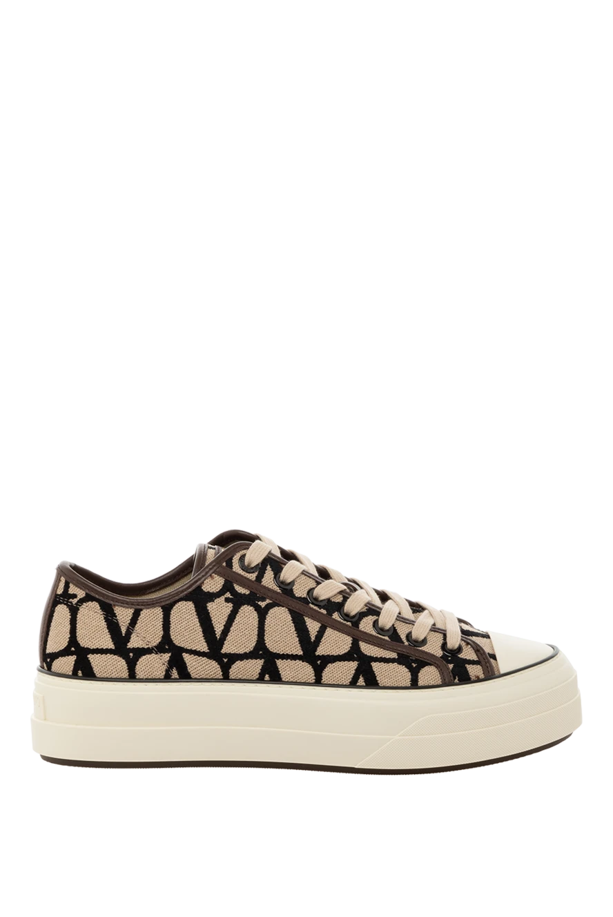 Valentino Beige men's sneakers made of textile. - pattern pattern. 32% cotton, 31% polyester, 37% viscose. Closure: laces. Country of manufacture: Italy. Care: specialized cleaning - photo 1