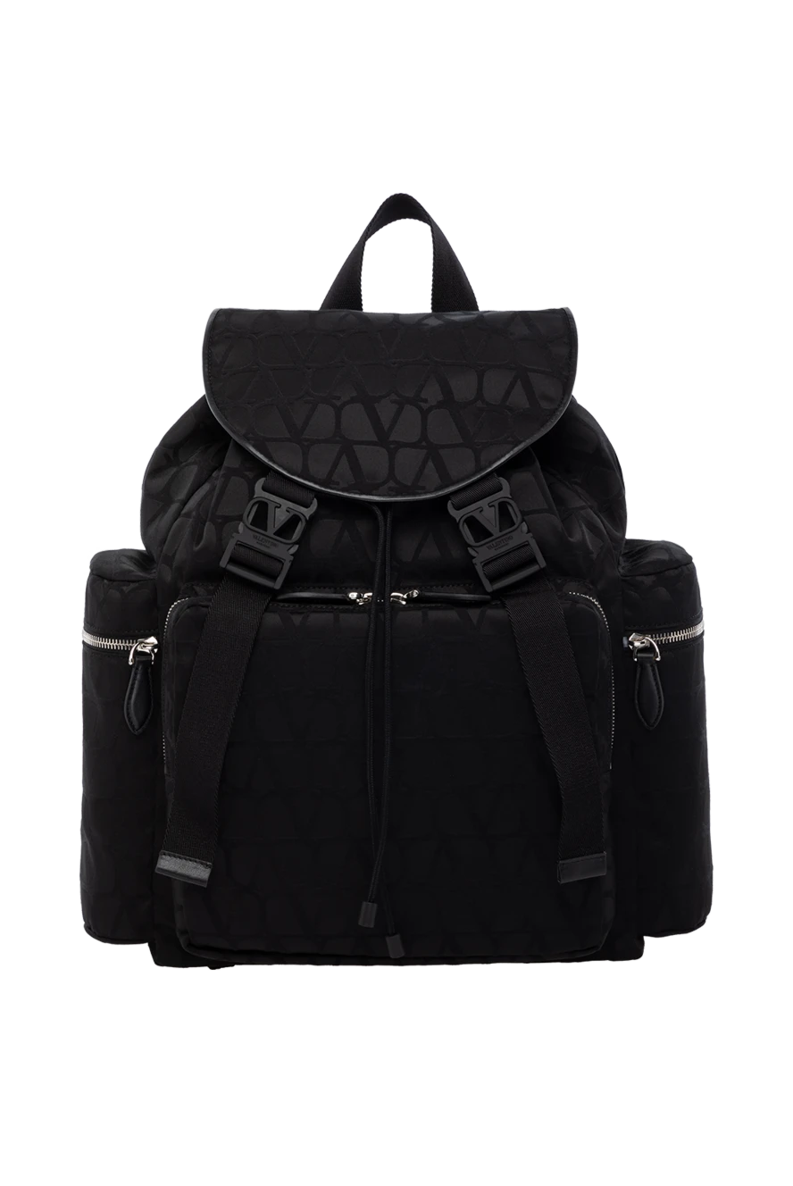 Valentino Black men's backpack made of polyester and cotton - 68% polyester, 32% cotton. zipper, locks. zippered pockets. Country of manufacture: Italy. Care: specialized cleaning - photo 1