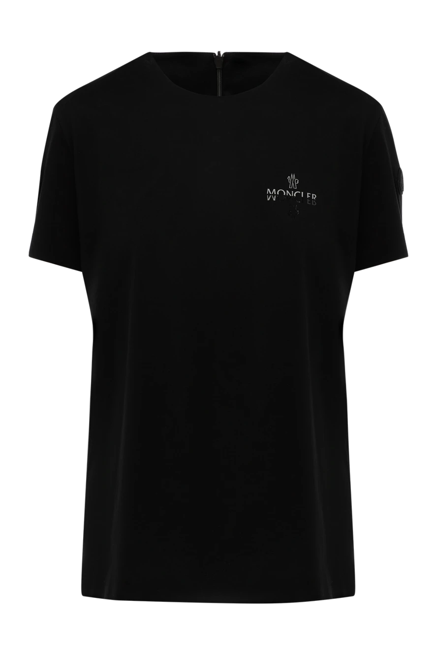 Moncler Black women's cotton T-shirt - brand logo. 100% cotton. Country of manufacture: Italy. Care: specialized cleaning - photo 1