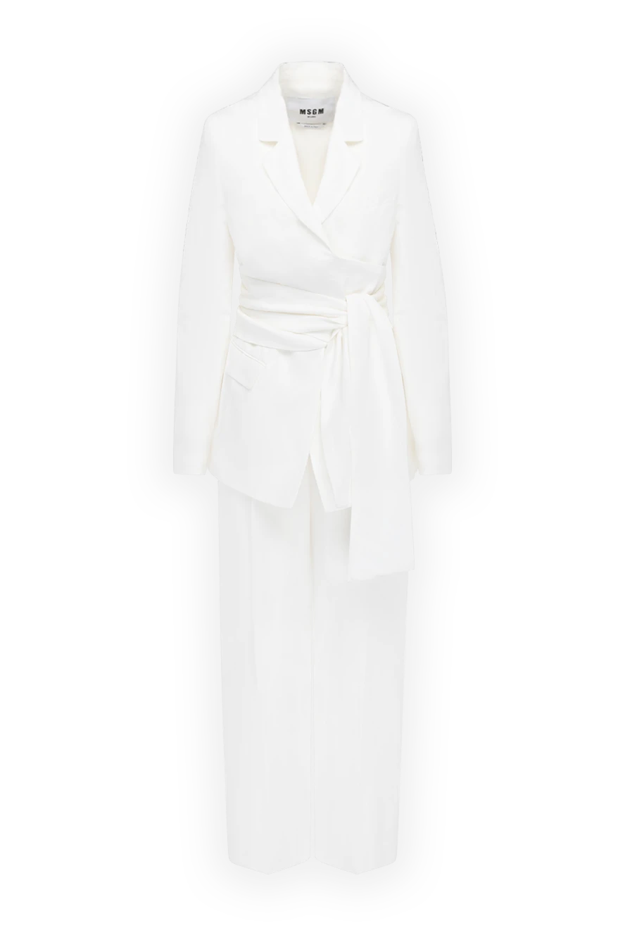 MSGM White women's suit with trousers made of linen and viscose. - 56% linen, 44% viscose. belt. two side pockets. Country of manufacture: Italy. Care: specialized cleaning - photo 1