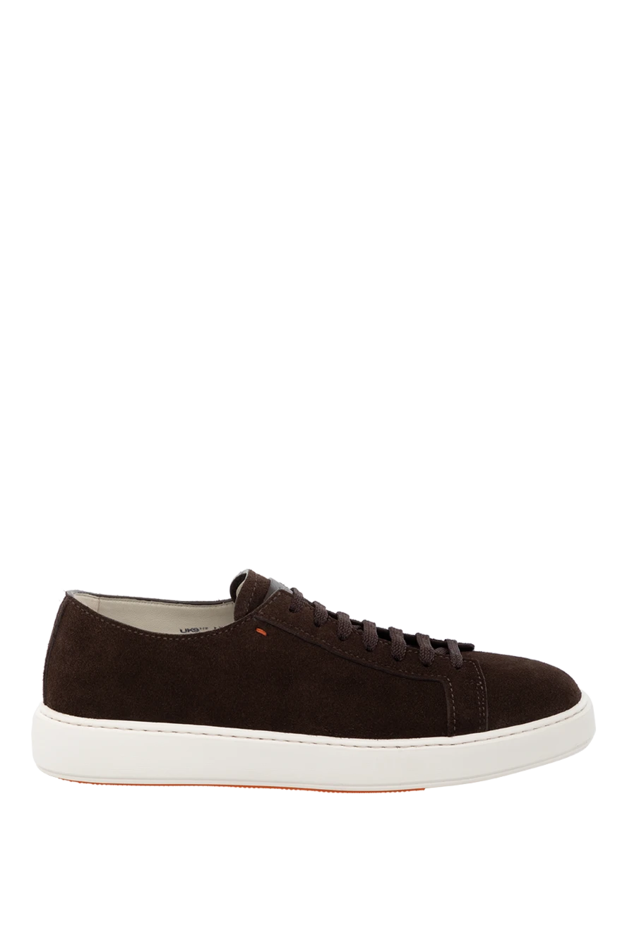 Santoni Brown suede sneakers for men - contrast sole. 100% suede. Closure: lace. Country of manufacture: Italy. Care: specialized cleaning - photo 1