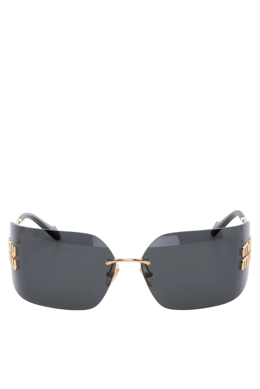 Miu Miu Women's yellow metal sunglasses for sun protection - brand logo. metal. black. Country of manufacture: Italy. Care: specialized cleaning - photo 1