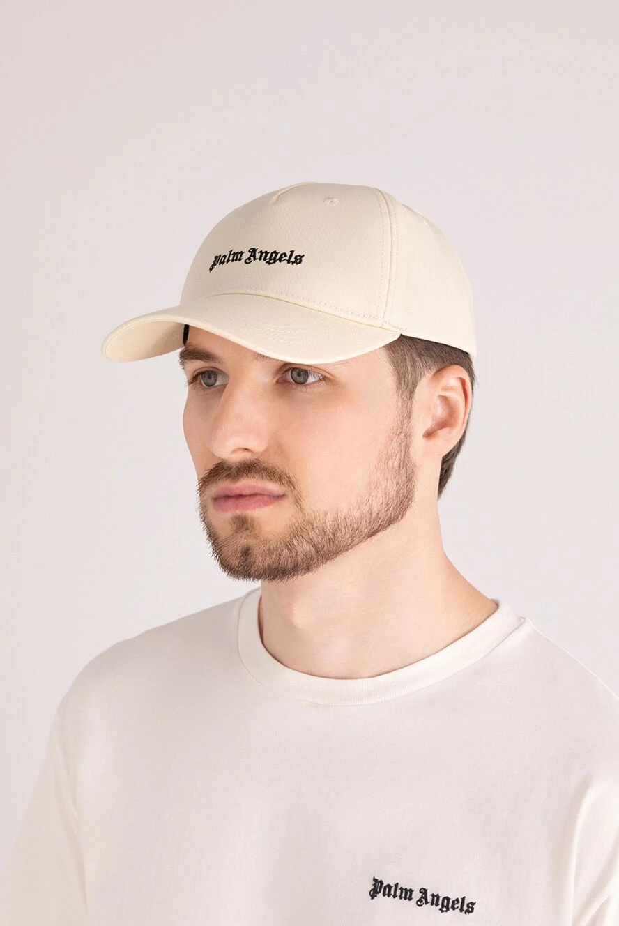 Palm Angels beige cotton baseball cap with branded  display picture 3