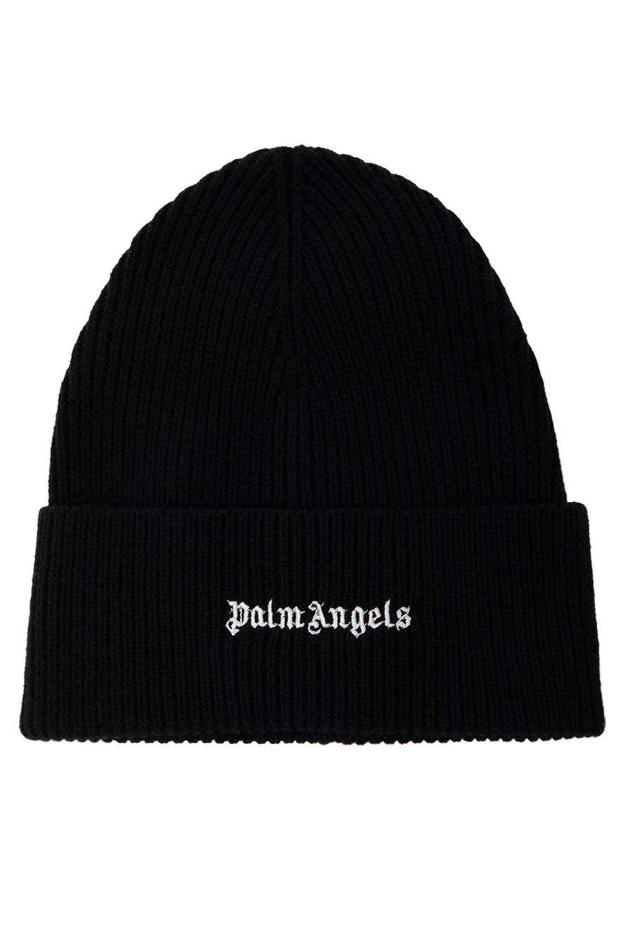 Palm Angels Шапка чорна чоловіча з вовни та акрилу - логотип бренду. 50% вовна, 50% акрил. Країна виробник: Італія. Догляд: спеціалізоване чищення - фото 1