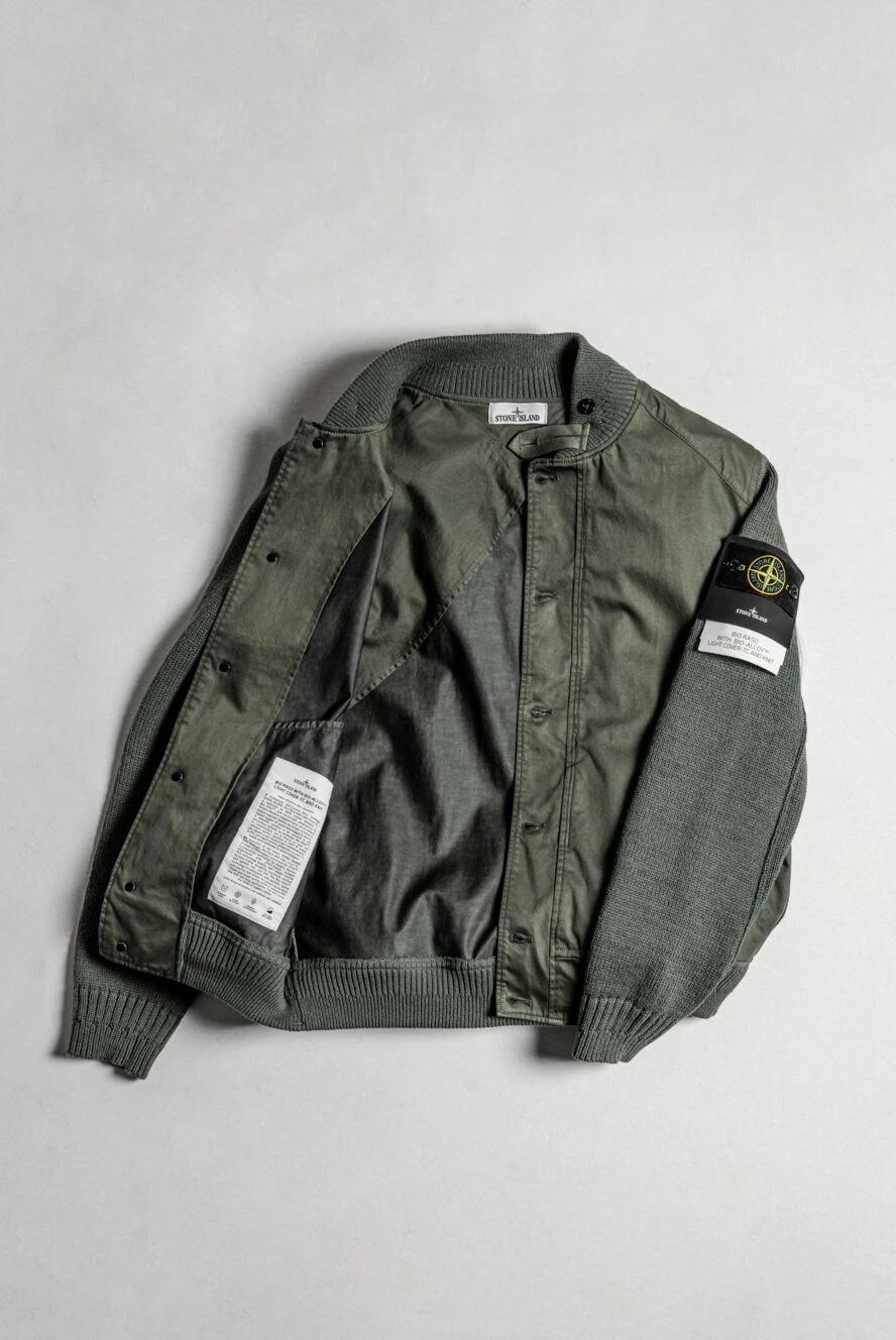 Stone Island куртка зеленая мужская из хлопка 178847 — Мужские
