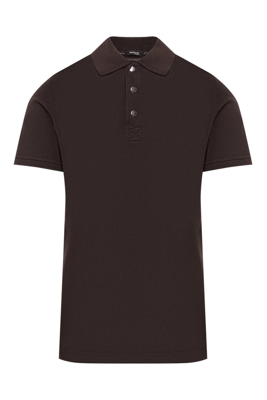 Kiton Поло чоловіче темно-сіре з червоними кнопками з бавовни - логотип бренду. 100% бавовна. кнопки. Країна виробник: Італія. Догляд: спеціалізоване чищення - фото 1