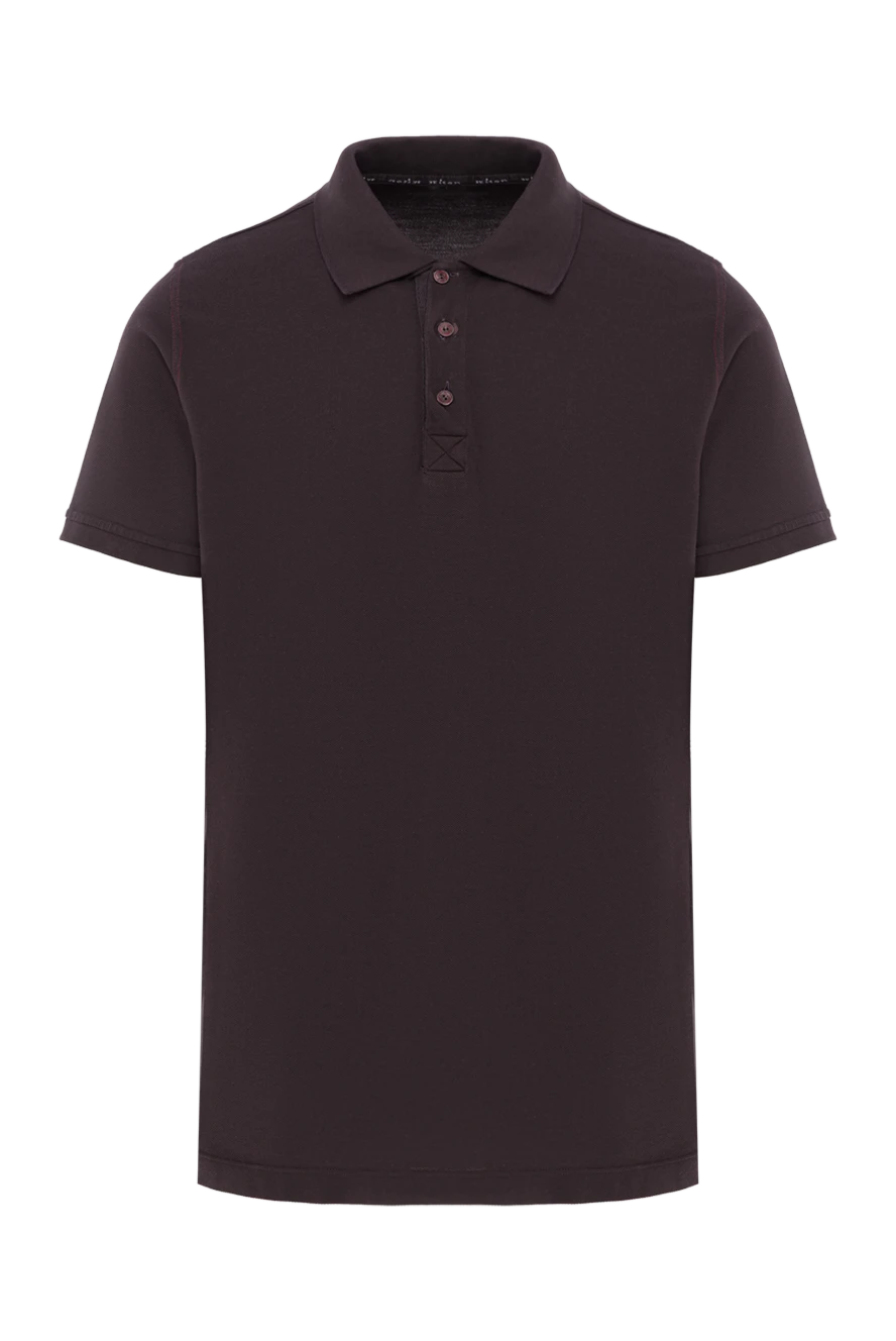 Kiton Чоловіче трикотажне поло шоколадного відтінку з коротким рукавом (уцінка) - 100% бавовна. гудзики. Країна виробник: Італія. Догляд: спеціалізоване чищення - фото 1