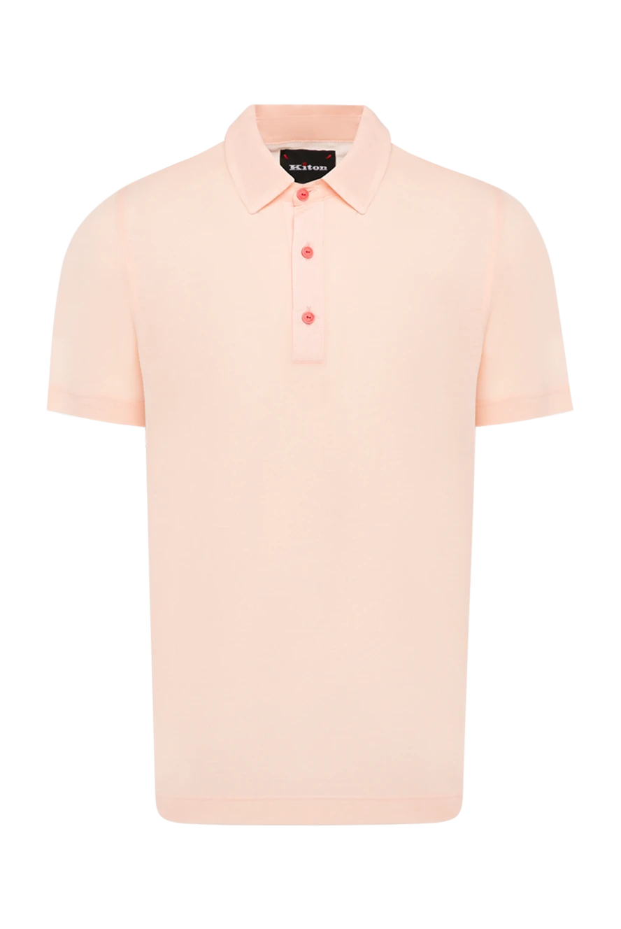 Kiton Men's pink cotton polo shirt - 100% cotton. Closure: buttons. Country of manufacture: Italy. Care: specialized cleaning - photo 1